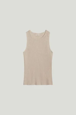 Tank Top a coste in Lino Cotone
