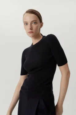 T-shirt a coste in Lana Ultrasoft