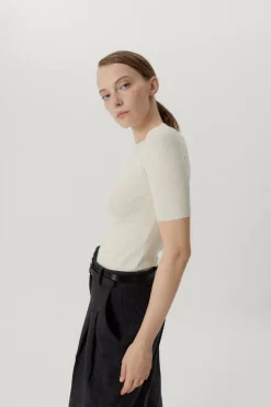 T-shirt a coste in Lana Ultrasoft